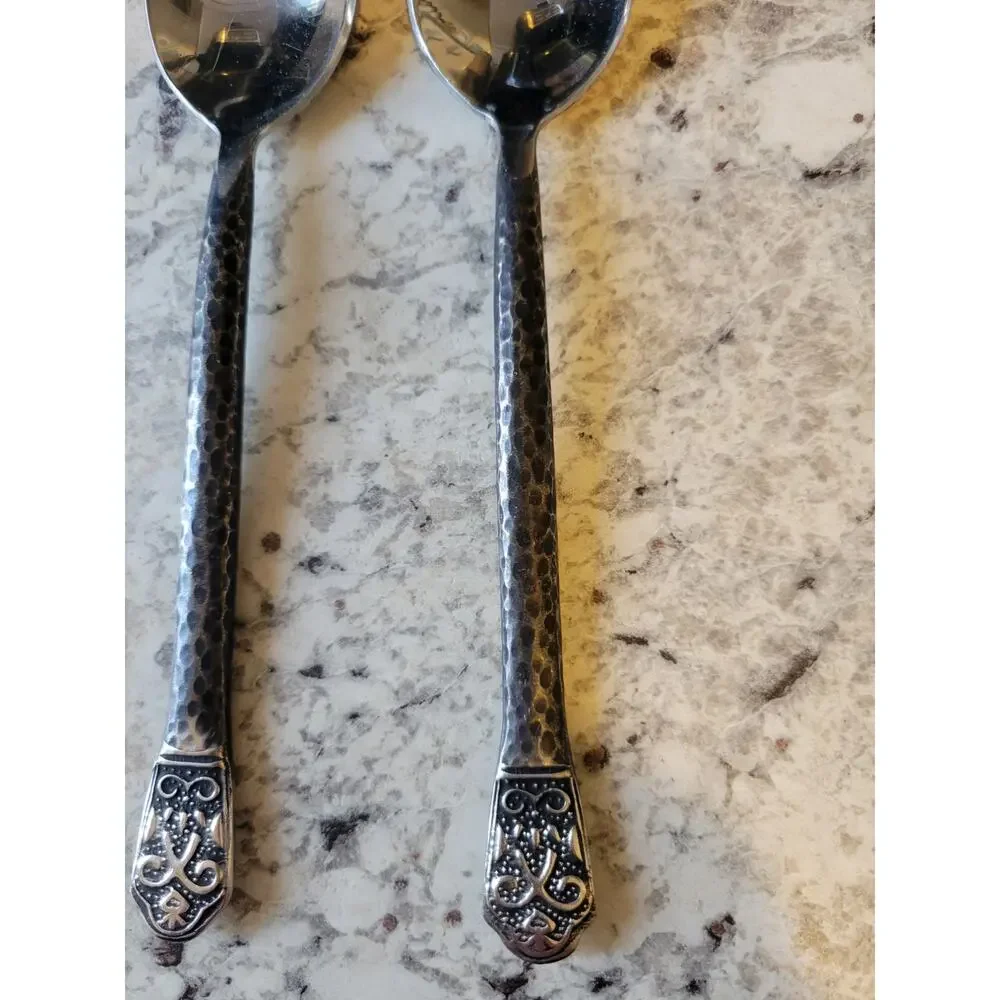 Gourmet Settings AVALON Stainless Hammered GS 18/10 Flatware 2 Teaspoons